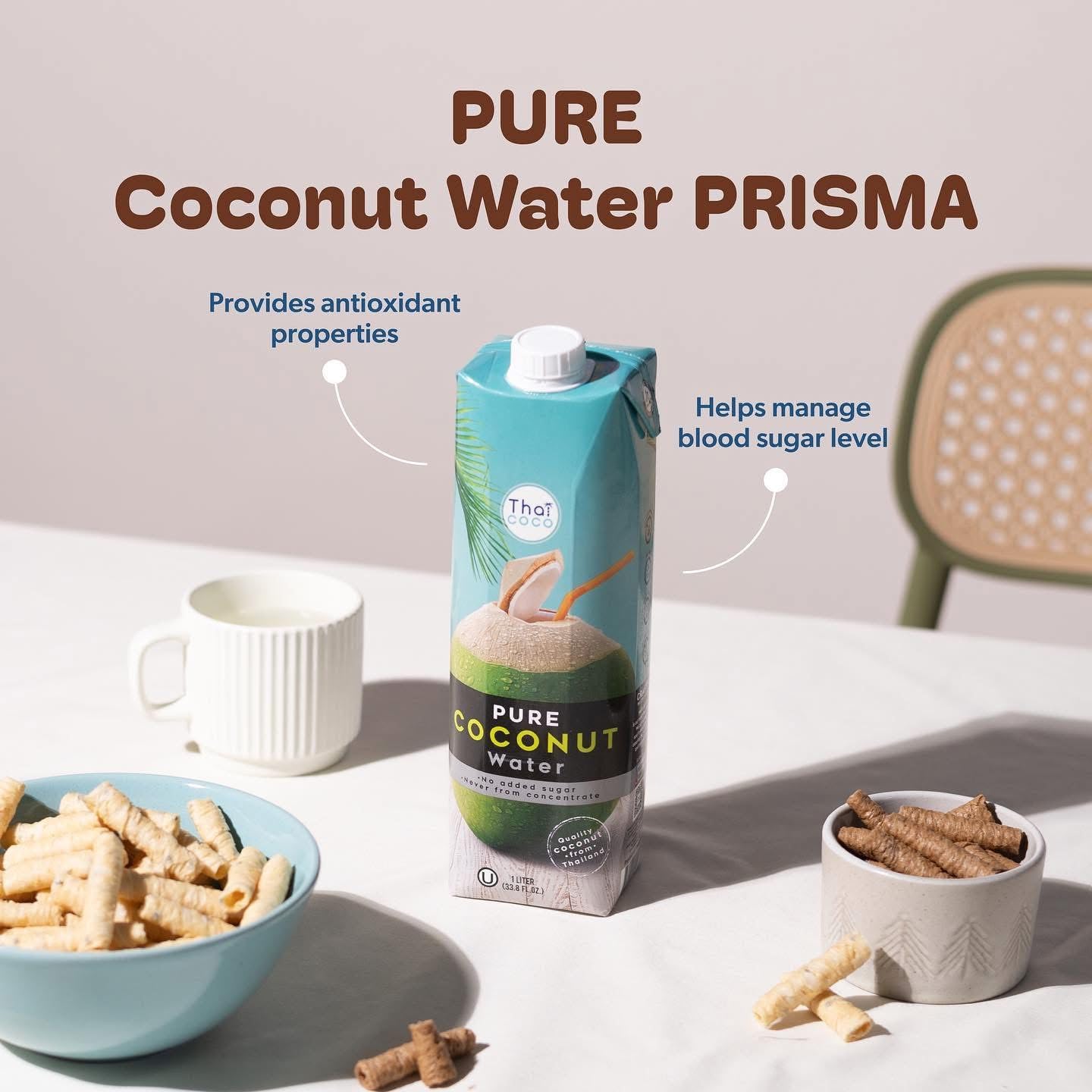 Thai Coco Pure Coconut Water No Added Sugar,   1L