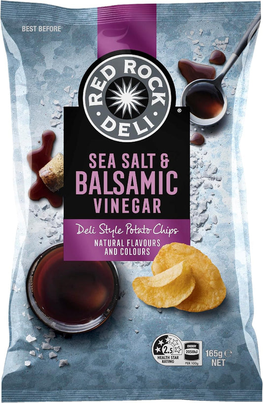 Red Rock Deli Potato Chips Sea Salt & Balsamic Vinegar Share Pack 165G