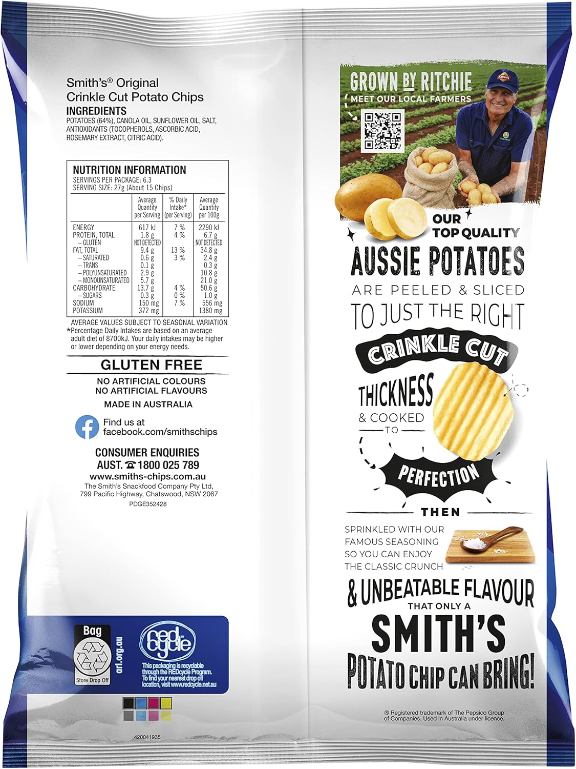 Smith’s Original Crinkle Cut Potato Chips Share Pack 170g