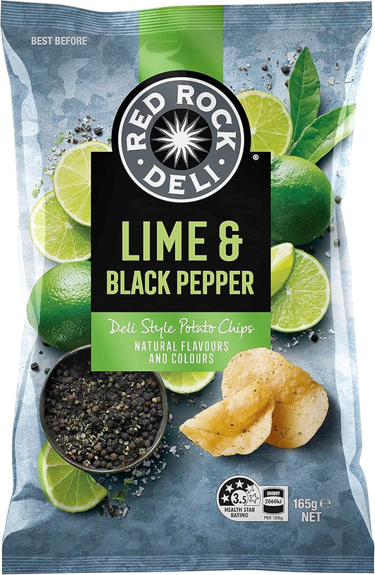 Red Rock Deli Lime & Black Pepper Potato Chips Share Pack 165g
