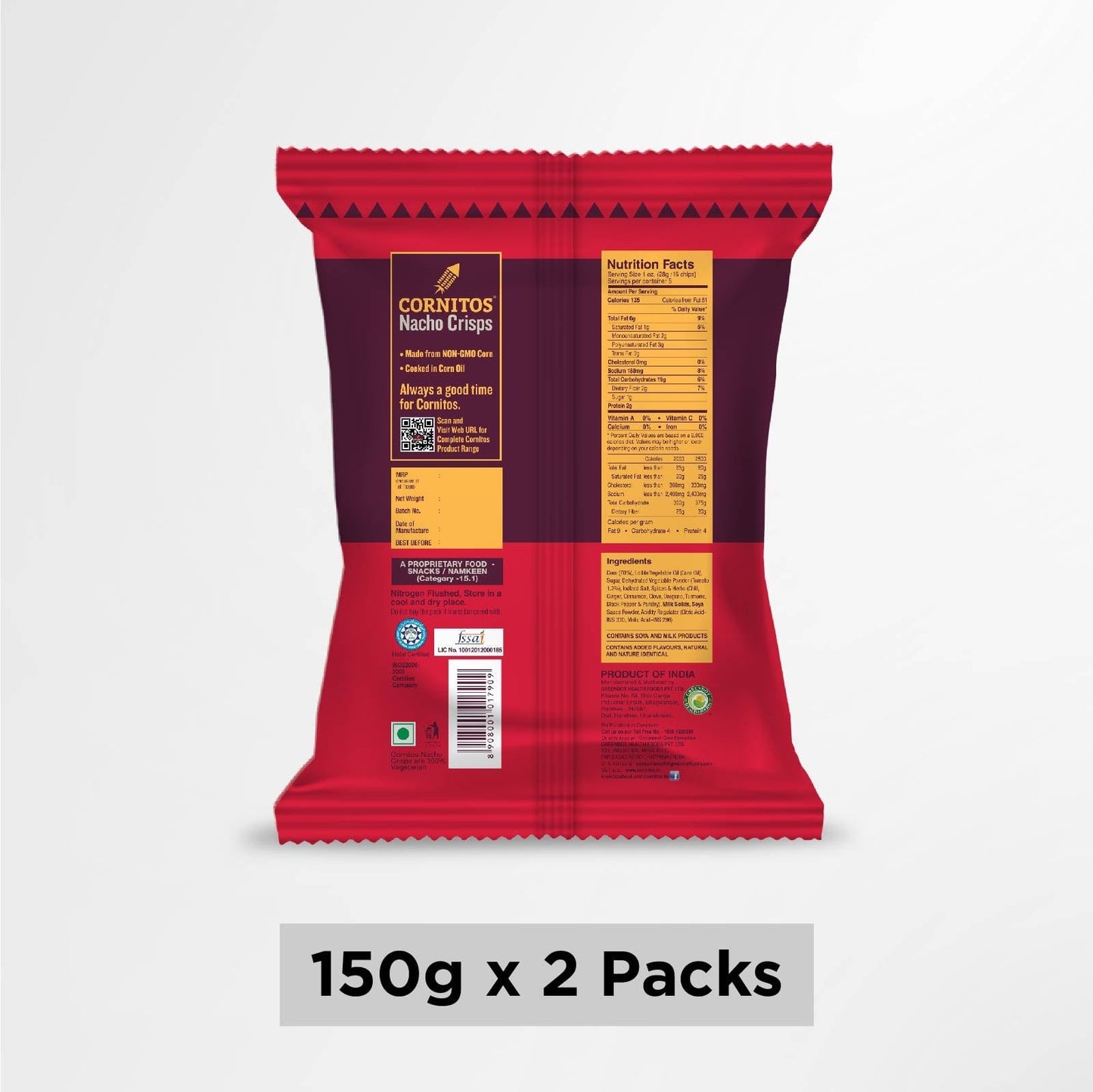 Cornito tomato mexicana nacho chips 150g x 2 pack combo