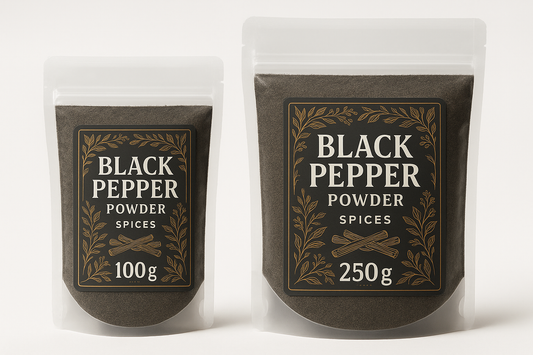 Black Pepper Powder Spices in 100g and 250g sizes