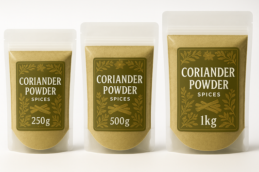 Coriander Powder Spices in 250g, 500g, and 1kg sizes