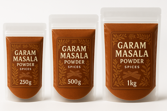 Garam Masala Powder Spices in 250g, 500g, and 1kg sizes