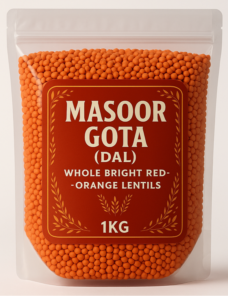 Masoor Gota (Dal) 1kg - Whole Bright Red Orange Lentils