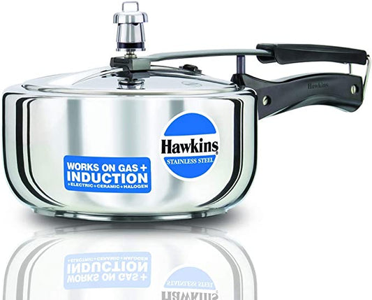 Hawkins Stainless Steel Induction Compatible Pressure Cooker - 3 Litre, Silver (HSS3W) Wide
