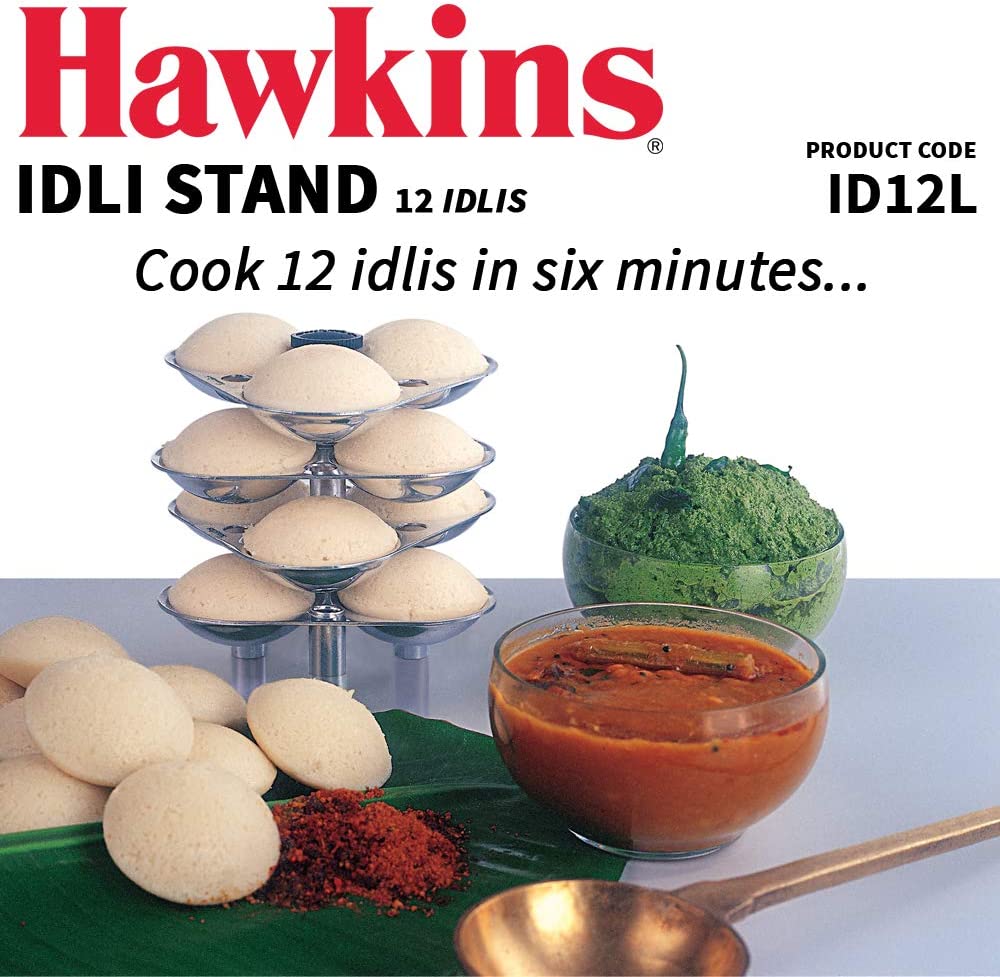 Hawkins 12 Idli Set for 5.0 Litre Pressure Cooker,Silver