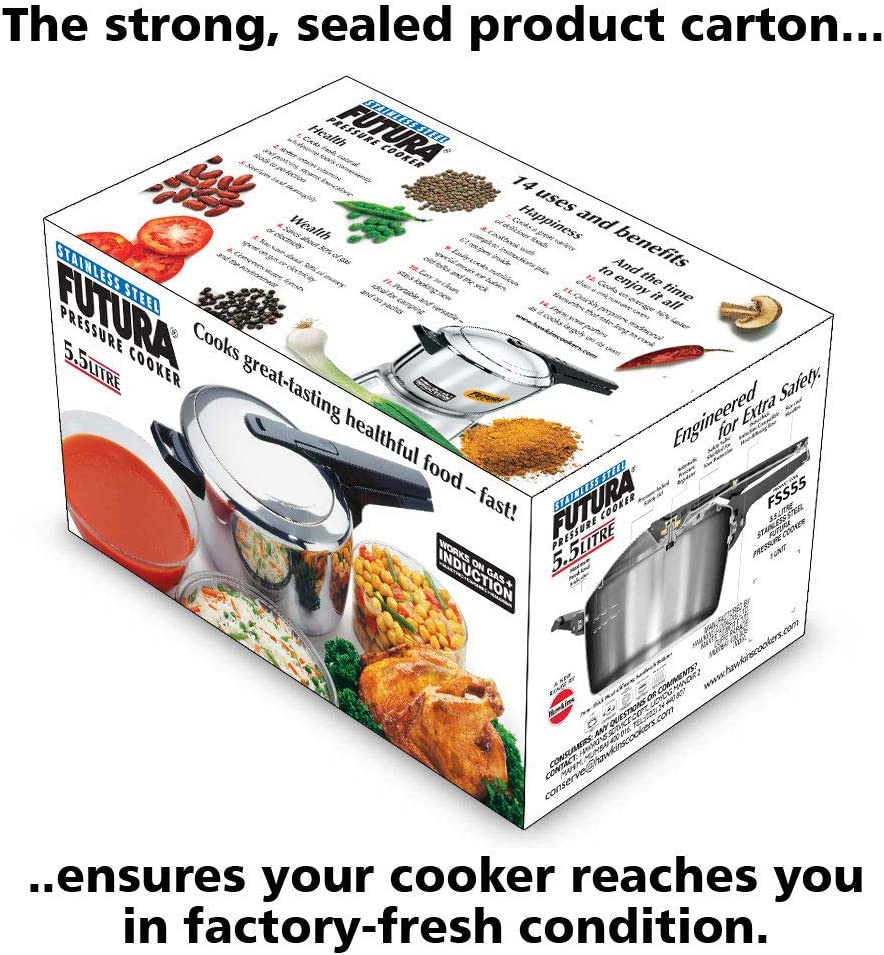 Hawkins-Futura F-41 Induction Compatible Pressure Cooker 5.5-Liter Metallic