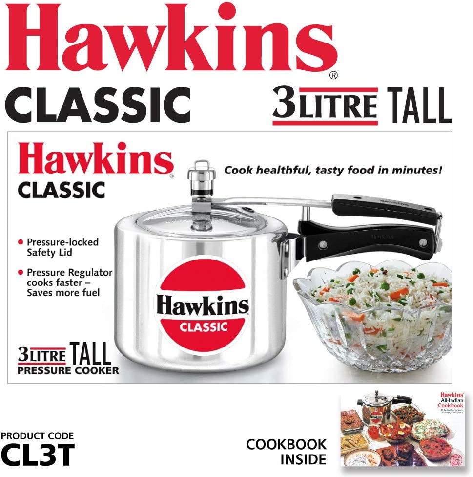 HAWKINS Classic CL50 5-Liter New Improved Aluminum Pressure Cooker, Small,  Silver