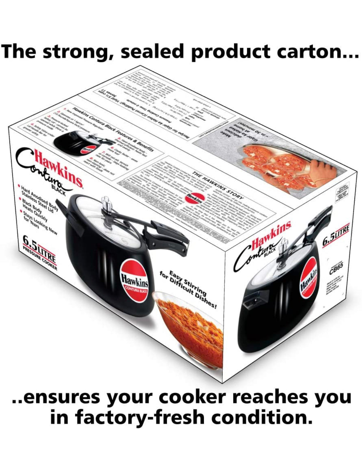 Hawkins Contura Pressure Cooker, Black, HawCB65, 6.5-Liter