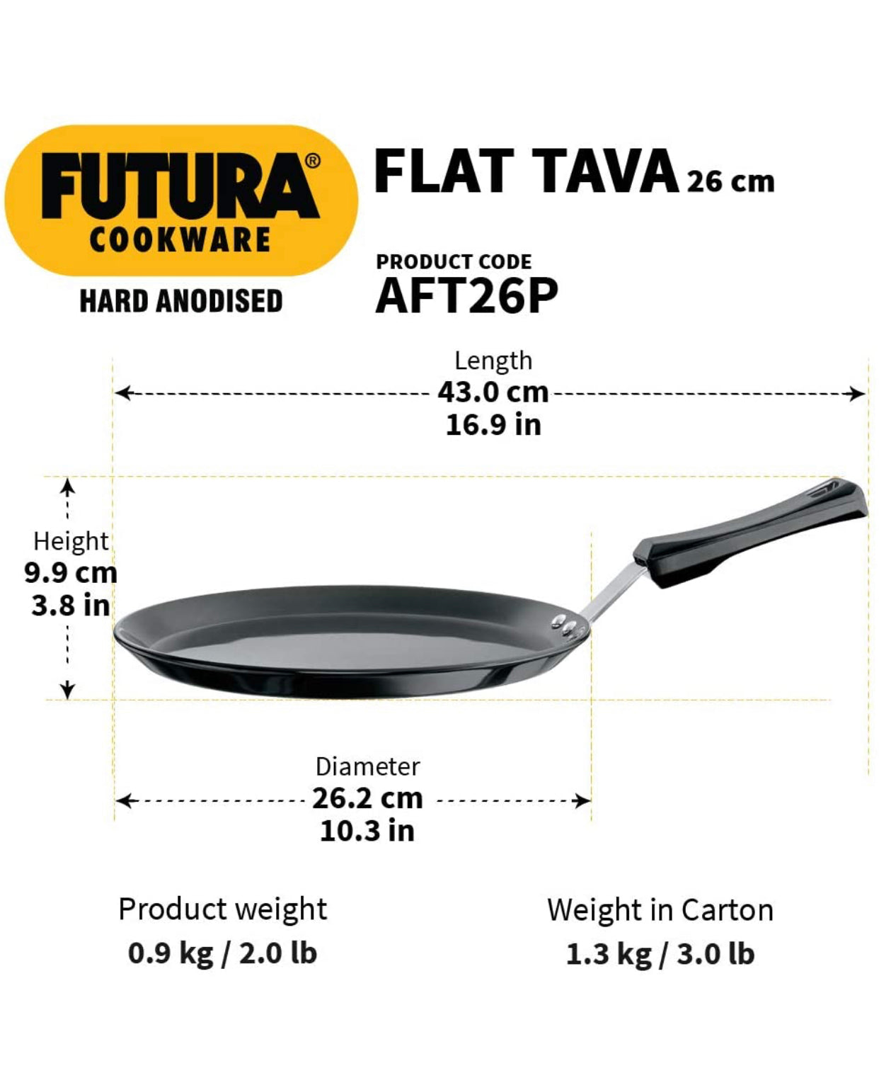 Hawkins Futura Tava Griddle, Black AFT26P
