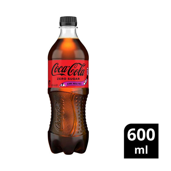 Coca-Cola Zero Sugar Soft Drink Bottle | 600mL (Pack of 3)