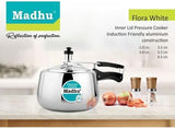 Madhu Flora Shape – Aluminum Pressure Cooker W/Aluminum Lid/Mirror Finish- 5.5 Ltr.