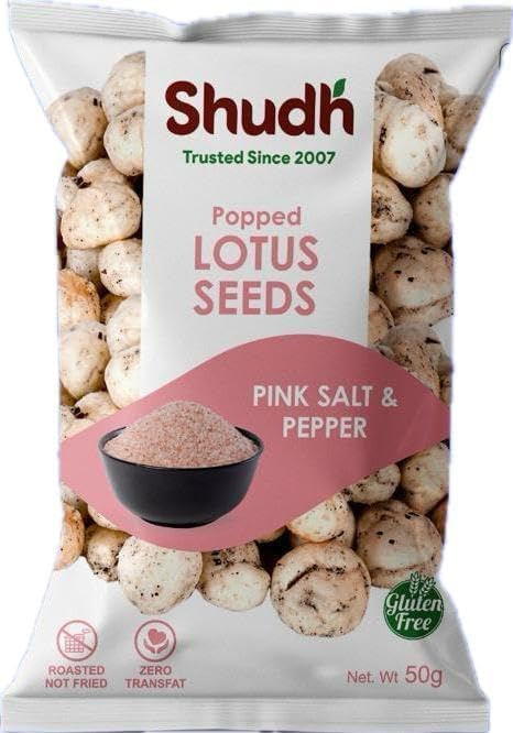 Shudh Makhana Popped Lotus Seeds Pink Salt & Pepper Flavour (Pack of 12)