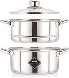 Madhu Stainless Steel All in One - 2 Tier with Glass Lid, 20 cms