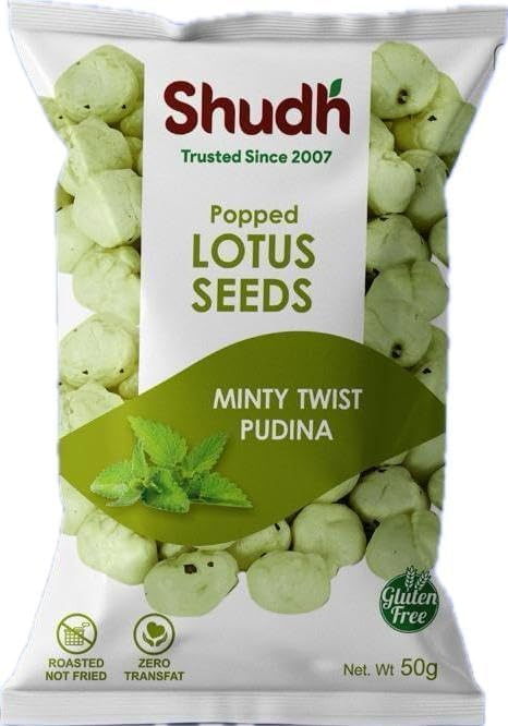 Shudh Makhana Popped Lotus Seeds Mint Twist Pudhina Flavour (Pack of 12)