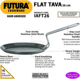 Hawkins Futura Induction Compatible Hard Anodised Flat Tava, 26 cm Diameter, Black