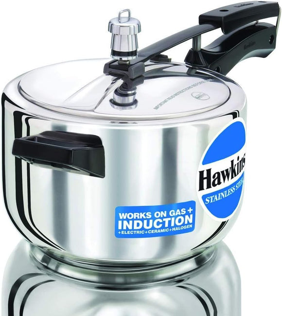 Hawkins Stainless Steel Induction Compatible Inner Lid Pressure Cooker, 4 Litre, Silver (HSS40), 4 Liter