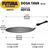 Hawkins Futura Non-Stick Flat Dosa Tava Griddle, 11-inch,Black NDT28