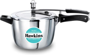 Hawkins 4.5 Litre Triply Stainless Steel Pressure Cooker, Inner Lid Cooker, Silver (HSST45)