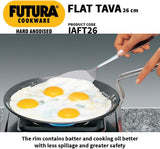 Hawkins Futura Induction Compatible Hard Anodised Flat Tava, 26 cm Diameter, Black