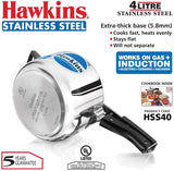 Hawkins Stainless Steel Induction Compatible Inner Lid Pressure Cooker, 4 Litre, Silver (HSS40), 4 Liter