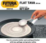 Hawkins Futura Nonstick Flat Tava with Plastic Handle, 30 cm Diameter