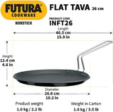 FUTURA INFT26 Hawkins Non-Stick Induction Compatible Flat Tava Griddle, 10-inch Black