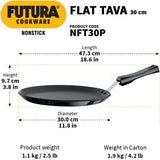 Hawkins Futura Nonstick Flat Tava with Plastic Handle, 30 cm Diameter