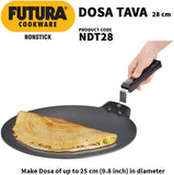 Hawkins Futura Non-Stick Flat Dosa Tava Griddle, 11-inch,Black NDT28