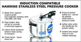 Hawkins Stainless Steel Induction Compatible Pressure Cooker, 8 Litre Capacity, Silver (HSS80)