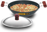 Hawkins 3.75 Litres Futura Hard Anodised Deep-Fry Pan Kadhai with Steel Lid and Flat Bottom