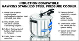 Hawkins Stainless Steel Pressure Cooker, 10-Liter (HS10L)