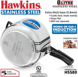 Hawkins Stainless Steel Induction Compatible Pressure Cooker, 8 Litre Capacity, Silver (HSS80)