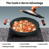 Hawkins Futura 2.5 Litre Deep Fry Pan, Hard Anodised Kadai with Stainless Steel Lid, Flat Bottom Induction Kadhai, Black (IAD25S)