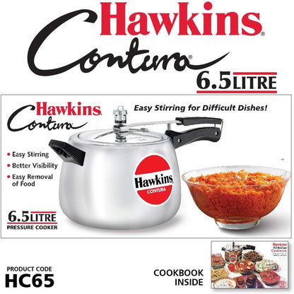 Hawkins Contura Pressure Cooker, 6.5 Ltr-Litre New Shape