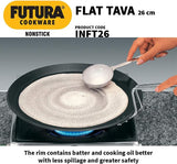 FUTURA INFT26 Hawkins Non-Stick Induction Compatible Flat Tava Griddle, 10-inch Black