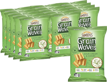 Sunbites Sour Cream & Chives Grain Waves,  170g  (Pack of 15)