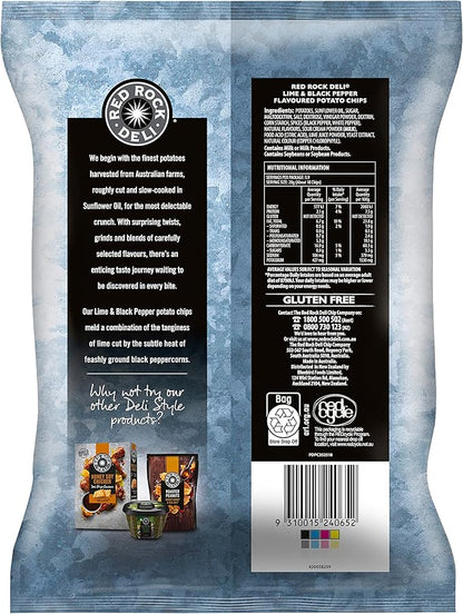 Red Rock Deli Lime & Black Pepper Potato Chips Share Pack 165g
