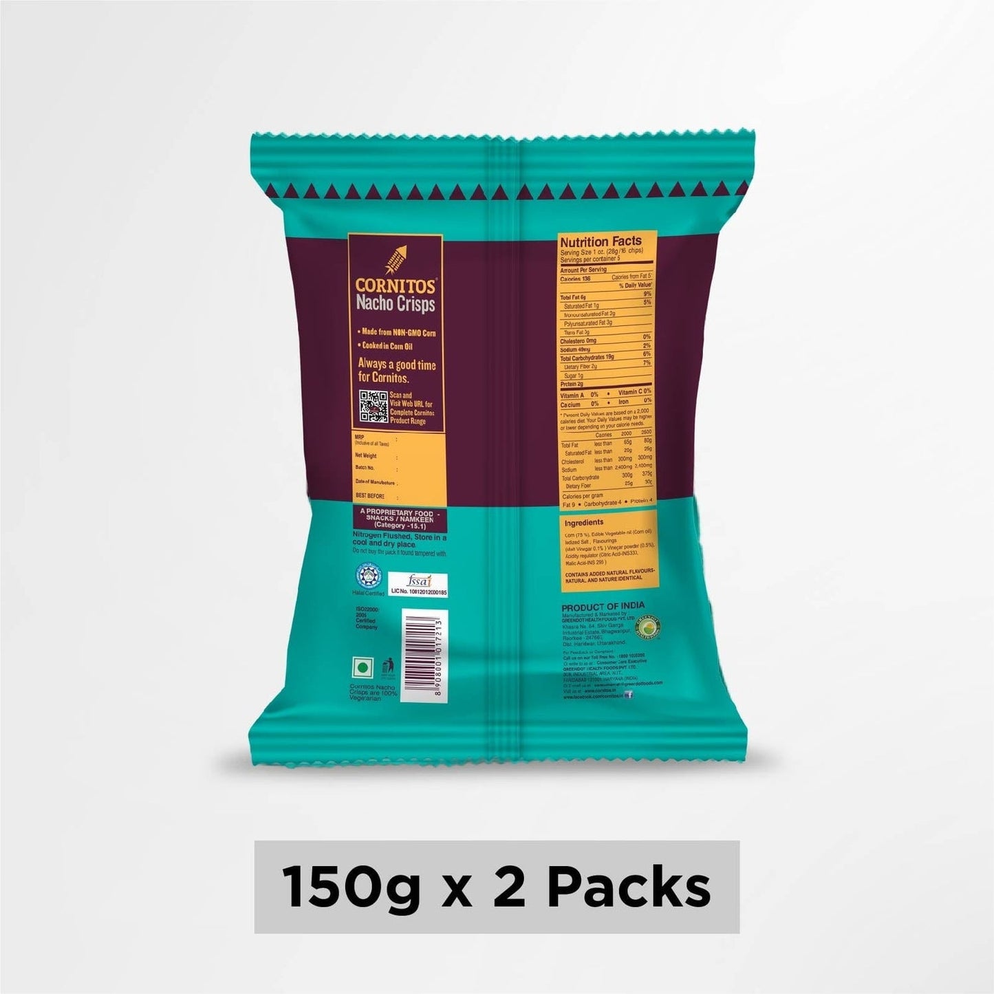 Cornitos nacho chips sea salt 150g x 2 pack combo