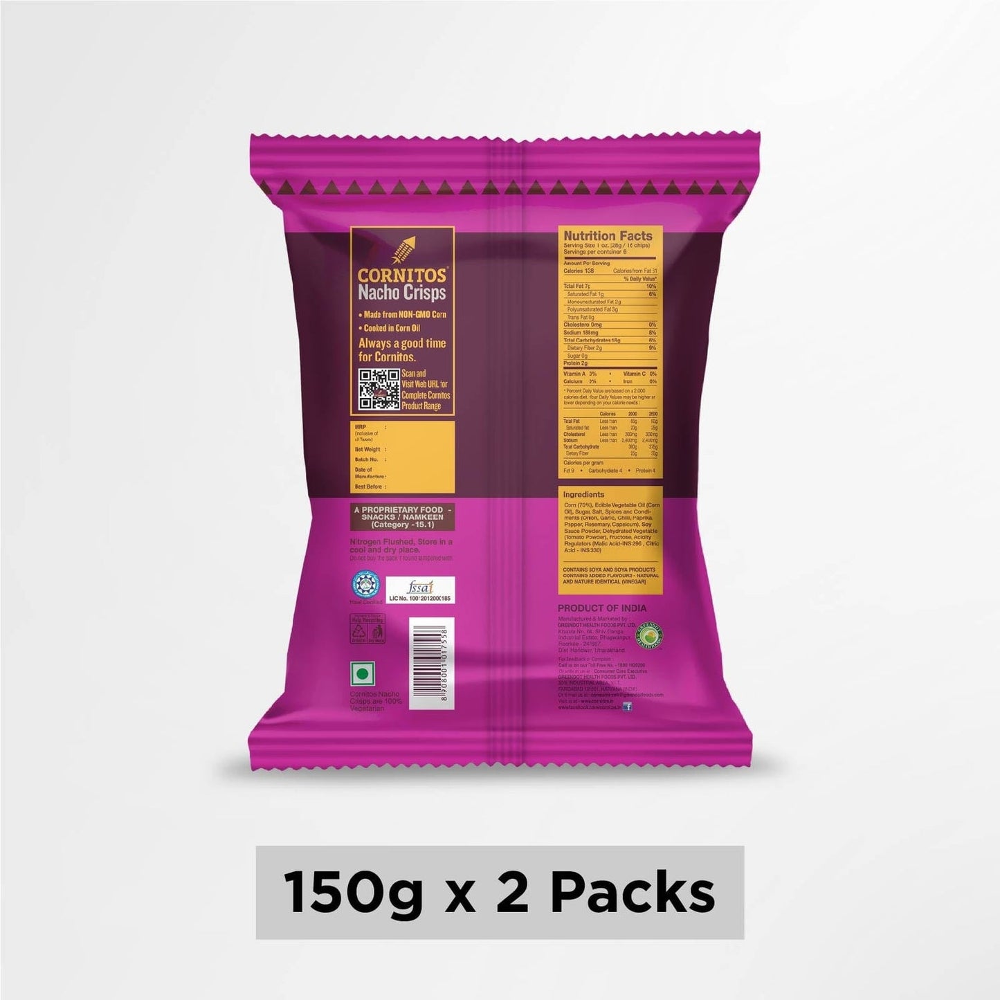 Cornitos nacho chips sweet chili 150g x 2 pack combo