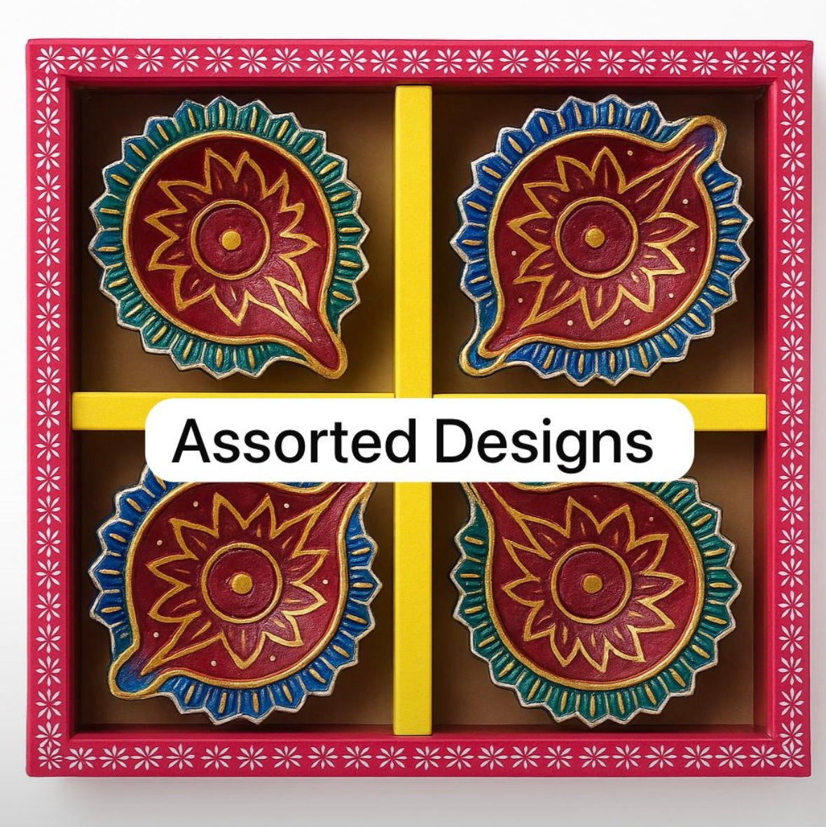 Decorative Diya Without Wax – Assorted Designs (Pack of 4)