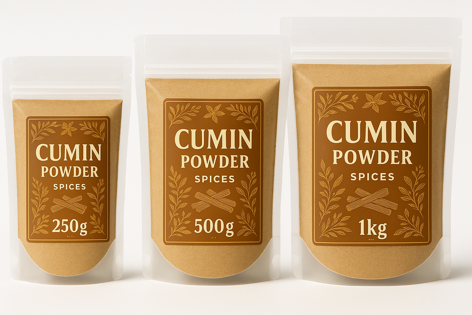 Cumin Powder Spices in 250g, 500g, and 1kg sizes
