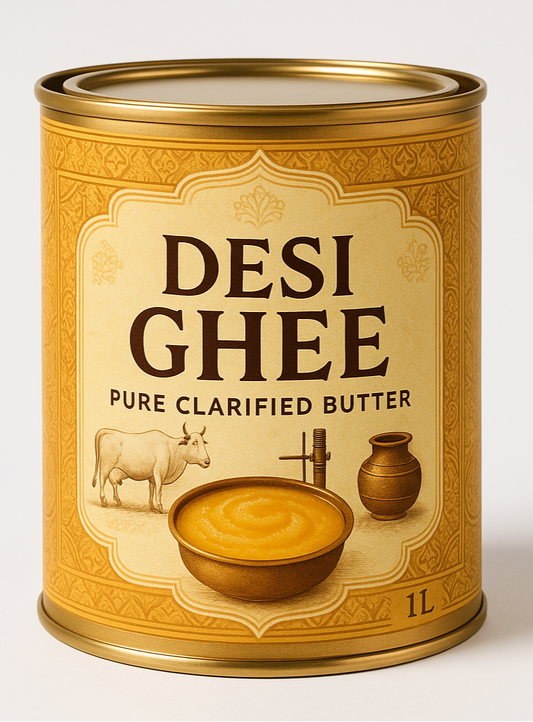 Desi Ghee (Pure Clarified Butter) 1L tin container