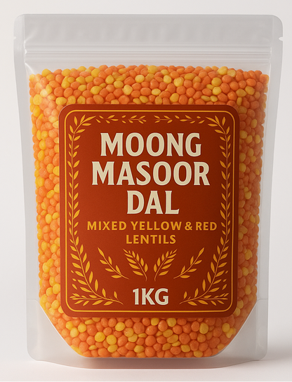 Moong Masoor Dal 1kg - Mixed Yellow & Red Lentils
