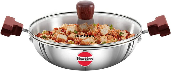 Hawkins Futura Steel Deep Fry Pan with Steel Lid, 1.5 Litre Capactiy SSD15G