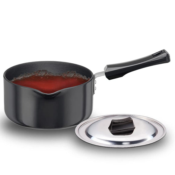 Futura Hard Anodised Ezee Pour Saucepan 2L, 18 cm, 3.25 mm with SS Lid and Induction Compatible Base