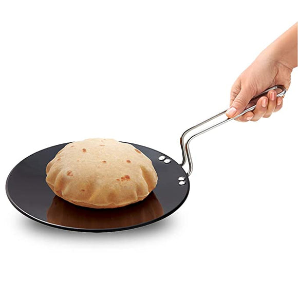 Hawkins Futura Hard Anodised Roti Tava 26cm, 4.88mm Thick Induction Compatible (Black)