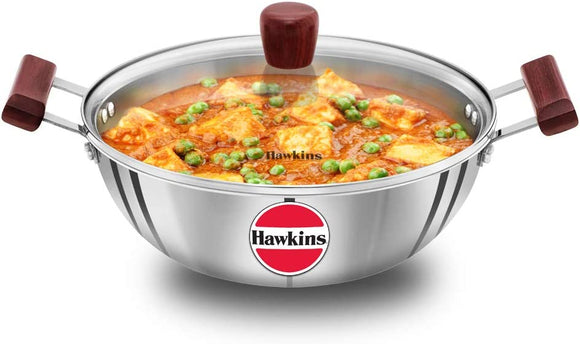 Hawkins Futura Steel Deep Fry Pan with Steel Lid, 4 Litre Capactiy