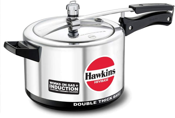 Hawkins Hevibase Induction Compatible Pressure Cooker, 5 Litre Capacity, Silver